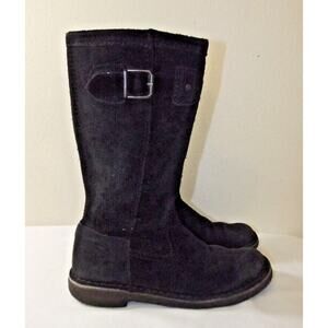 CLARKS Original Black Suede Leather Boots - Size 7M - Side Zip #75497 Casual